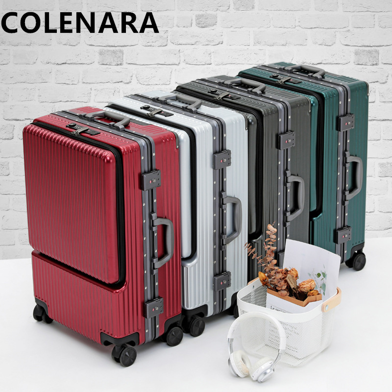 Aluminum Case 65 - COLENARA 20インチ、22インチ、24インチ、26インチ 新型ABS+PC素材搭乗用ボックス型荷物ケース フロントオープン ノートパソコン用アルミフレーム トロリーケース