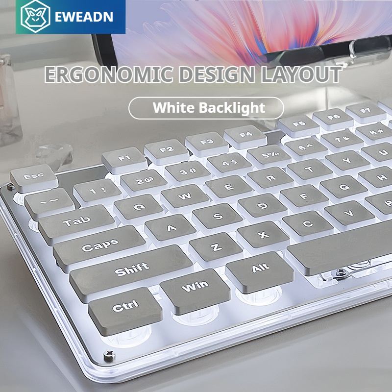 Gaming Keyboard And Mouse Wireless - EWEADN V3-静かなワイヤレスキーボードとマウスのセット,ゲームとオフィス用のゲームとオフィス用の104キーの完全なサイズ,調整されたキー
