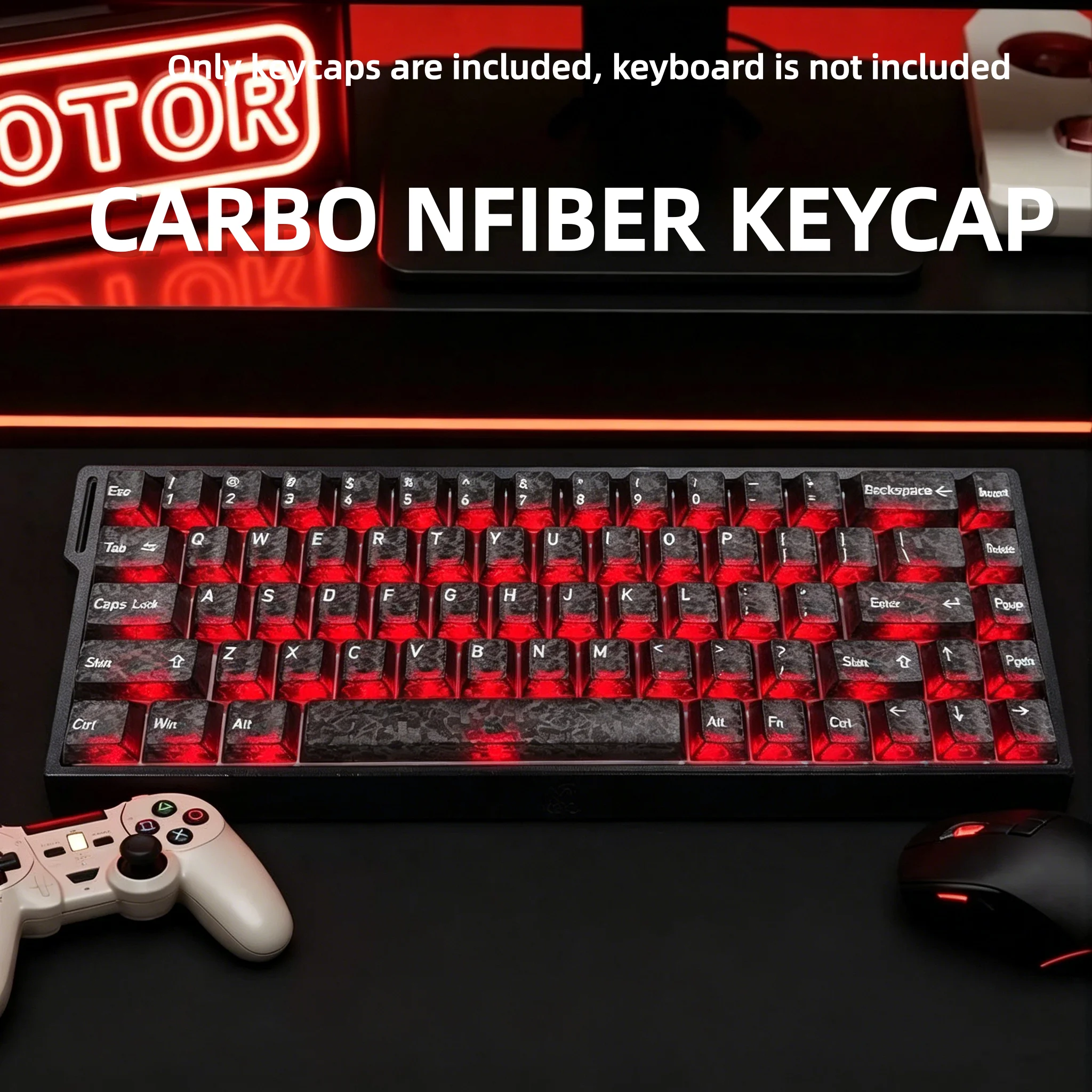 Gaming Keyboard 2026 - 2026 新しい鍛造カーボンファイバー透明キーキャップ 132 キーチェリープロファイル RGB バックライト付きキーキャップメカニカルゲーミングキーボード用