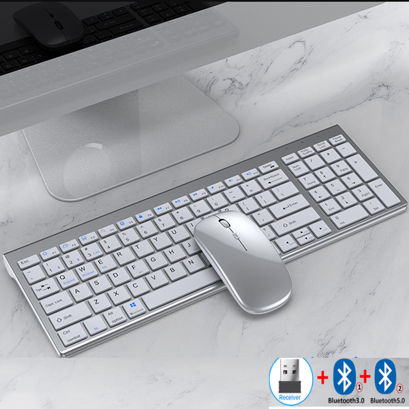 Gaming Keyboard Mouse And Headset Combo - Jomaa スリム充電式 Bluetooth キーボードとマウスセット ラップトップコンピュータ用 2.4G