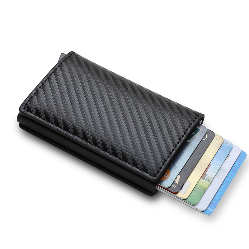 Aluminum Case 65 - Rfid アルミ男性財布カードホルダー財布炭素繊維男性ビジネススリム薄型スマート財布クレジットカードホルダーケースノートホルダー