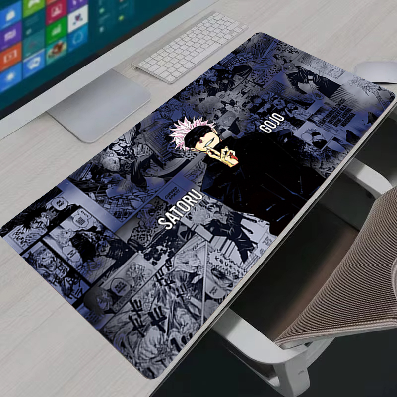 Gaming Keyboard En Mouse - マウスパッドクールアニメ呪術廻戦五条悟大型ゲーミングマウスパッドゲーマーラップトップキーボードマットコンピュータキャビネットデスクマット