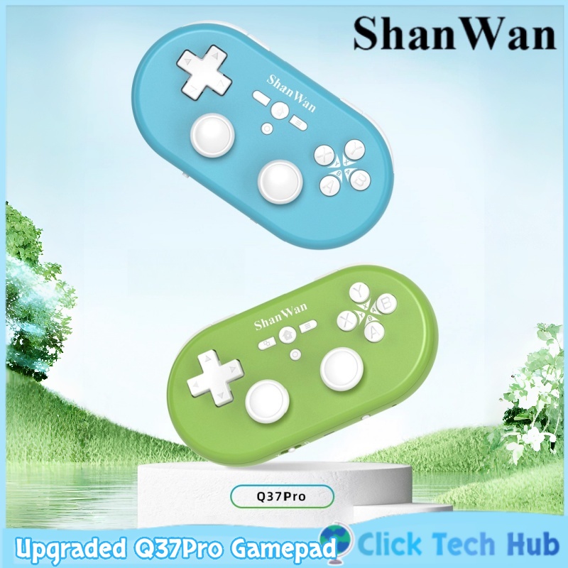 Gaming Keyboard Mini - アップグレードされたShanwan Q37proミニポータブルゲームコントローラー、デュアルホールワイヤレス、Android、Apple、PCでマウスとキーボードとしても使用可能