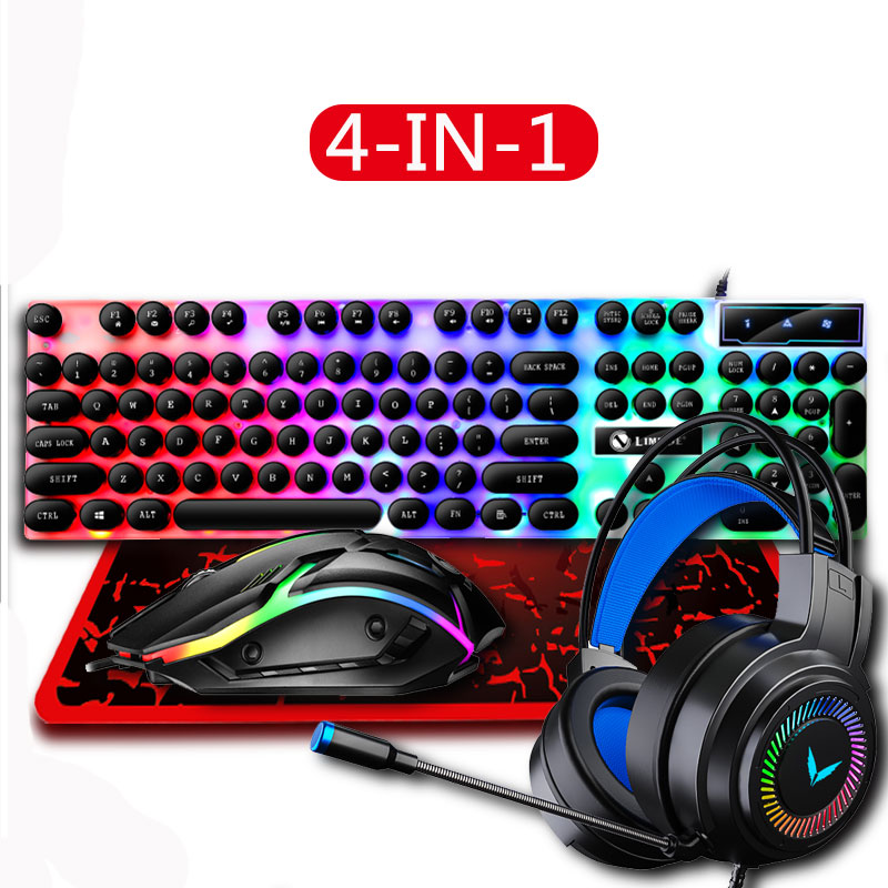 Gaming Keyboard Mouse And Headset Combo - ラップトップ PC 用のヘッドセットとマウスパッド ゲーマー アクセサリを備えた 4