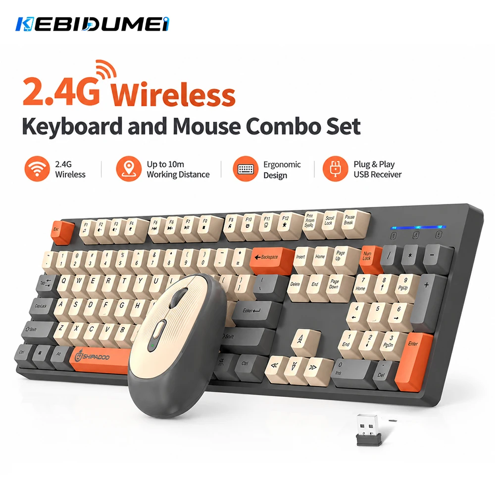 Gaming Keyboard Mouse And Headset Combo - KEBIDUMEI 2.4G ワイヤレスキーボードとマウスのコンボセット 調整可能な DPI ワイヤレスマウス
