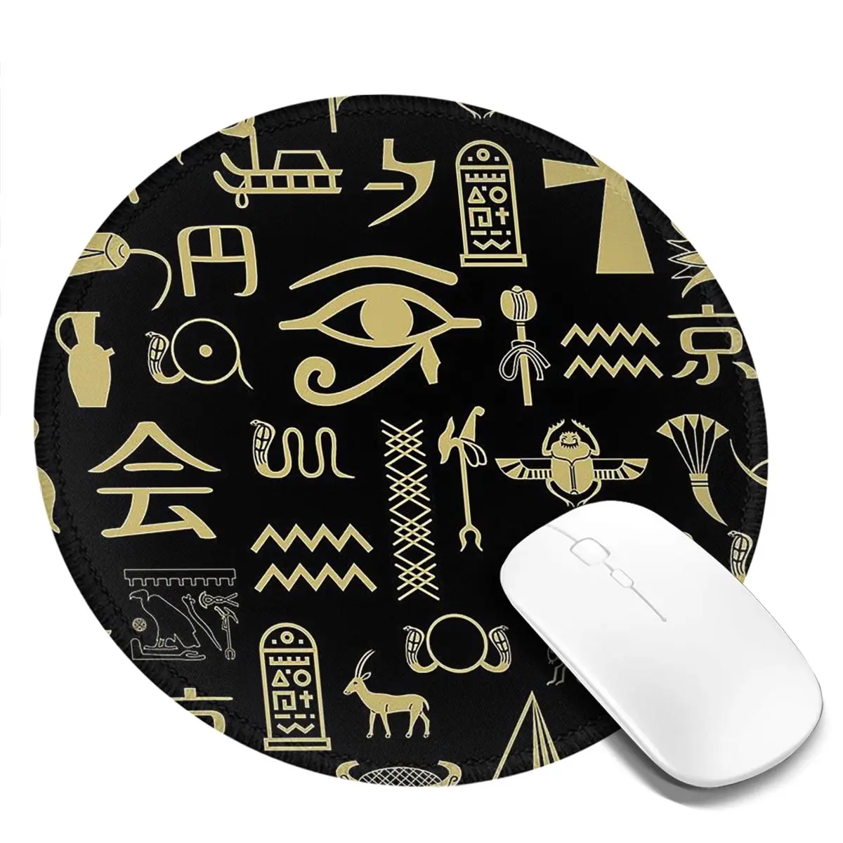 Gaming Keyboard Egypt - 古代エジプトの神ホルスとアヌビスエジプトのファラオラウンドマウスパッドコンピュータキーボードマウスマットゲーム用ラップトップデスクマット
