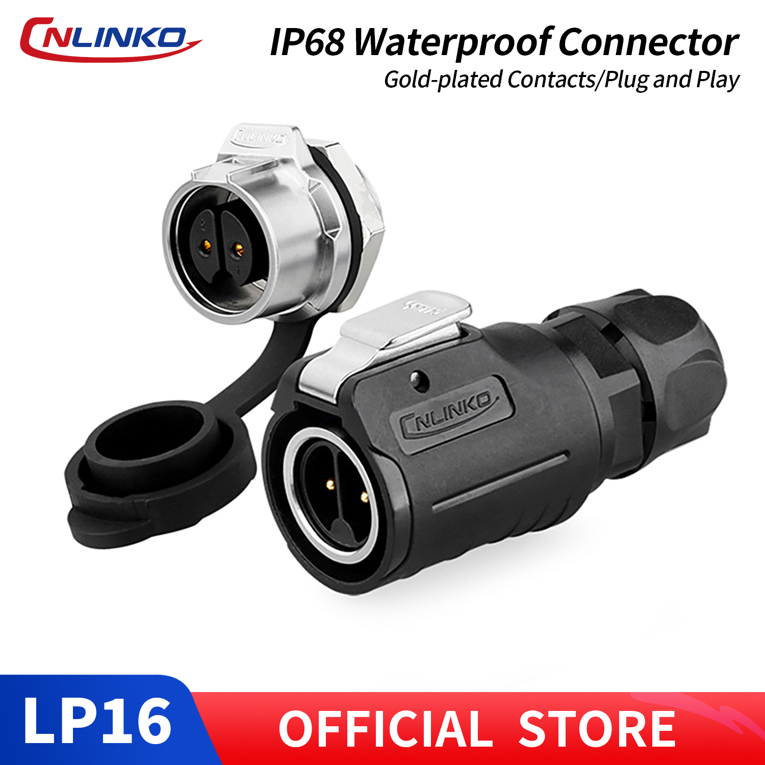 Aviator Connector Kit - CNLINKO LP-16 円形航空コネクタキット オスプラグとメスソケット M16 IP68