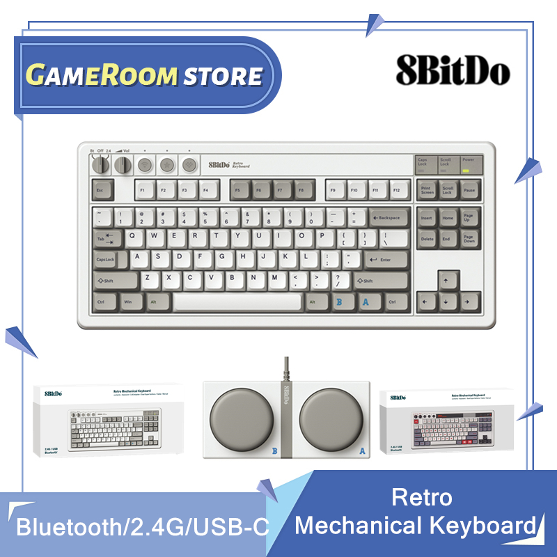 Gaming Keyboard Type C - 8ビットレトロメカニカルゲーミングキーボード,Bluetooth, 2.4g,USB-C,ホットスワップ可能,87キー,WindowsおよびAndroid用