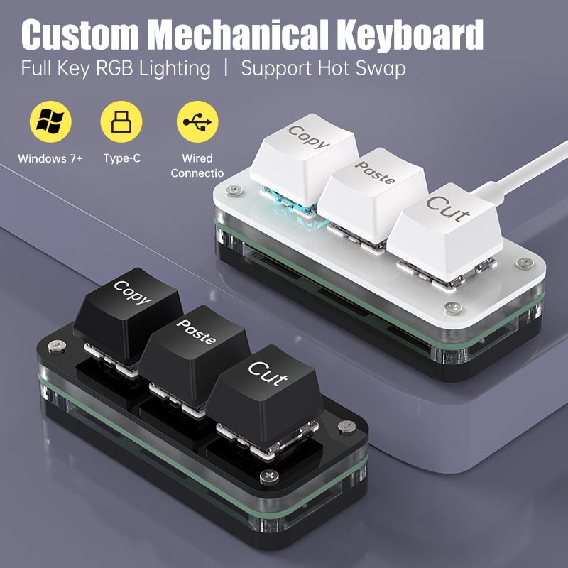 Gaming Keyboard Mini - 3キー マクロプログラミング ミニキーボード Photoshop ゲーム用 ホットスワップ
