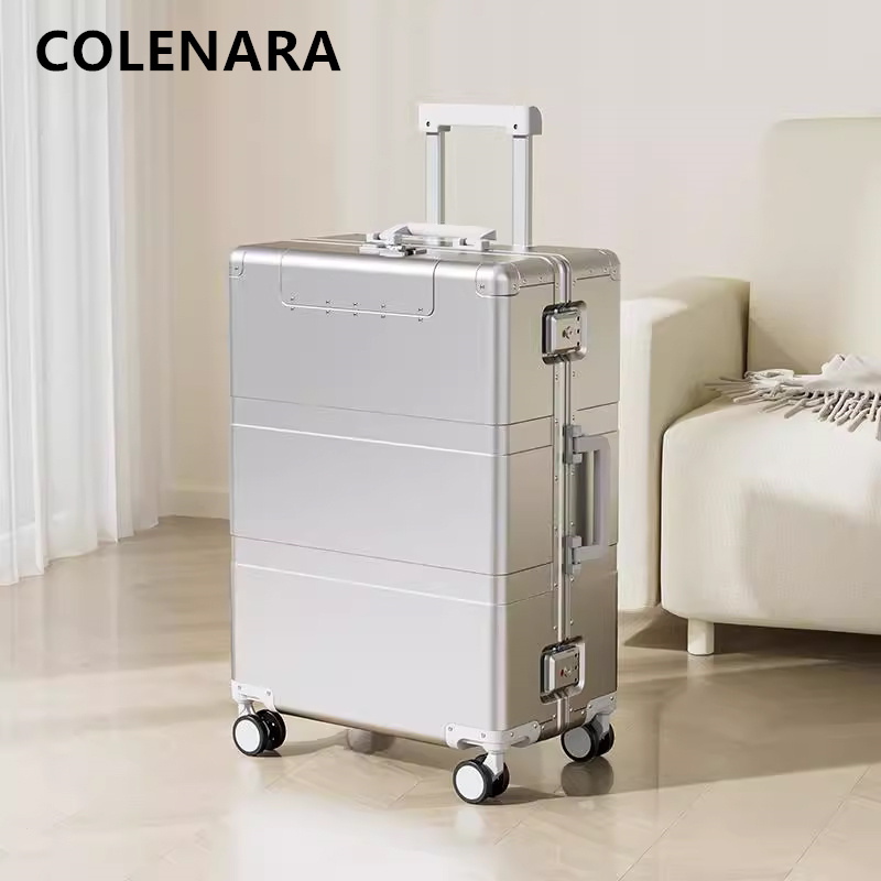 Aluminum Case 65 - COLENARA 20インチ24インチ28インチスーツケースオールアルミニウムマグネシウム合金トロリーケースメンズビジネス搭乗ボックス機内持ち込み旅行荷物