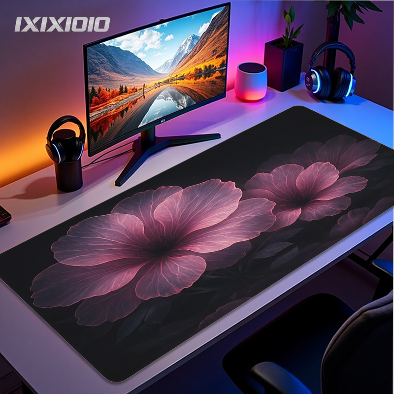 Gaming Keyboard Non Mechanical - 紫の花柄マウスパッド ゲーミングXL カスタムHDマウスパッド XXLプレイマット メカニカルキーボードパッド オフィス用滑り止めマウスマット