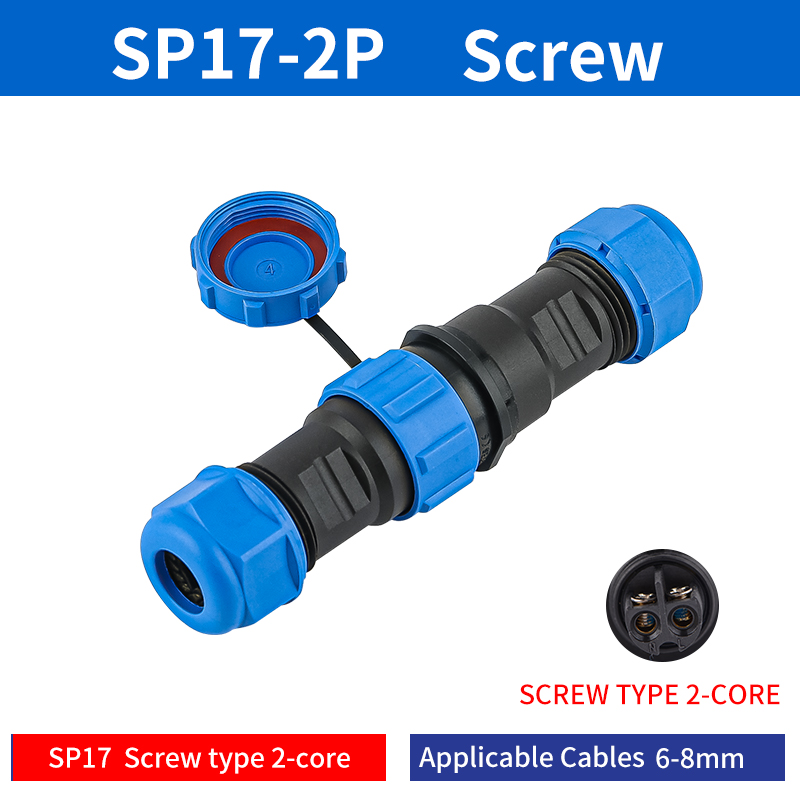 Aviator Connector Kit - JINH 1/5個入りネジ端子SP17 2/3ピン航空プラグ、IP68防水インラインコネクタ、オス・メスパネルマウントキット