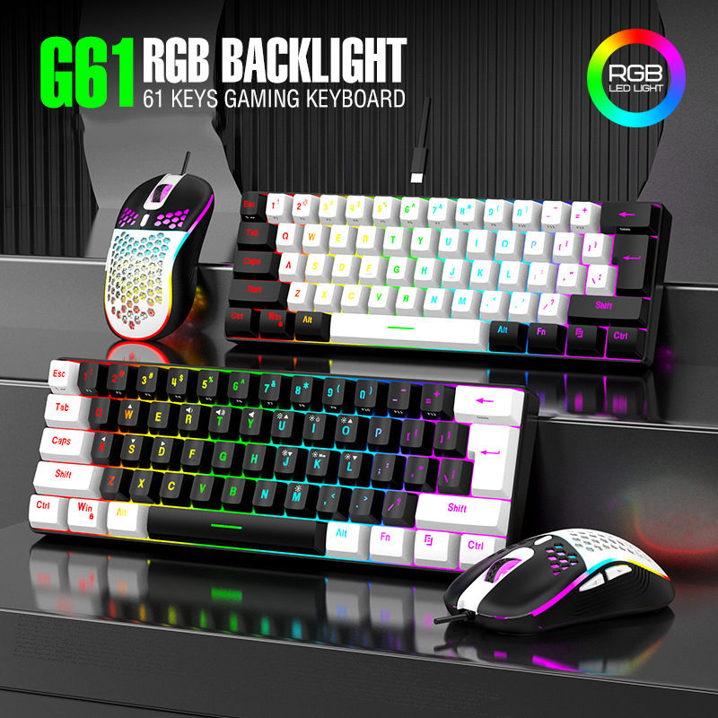 Gaming Keyboard Mouse And Headset Combo - キーボードとマウスセット 60% RGB ゲーミングキーボード マウスコンボ PCキット
