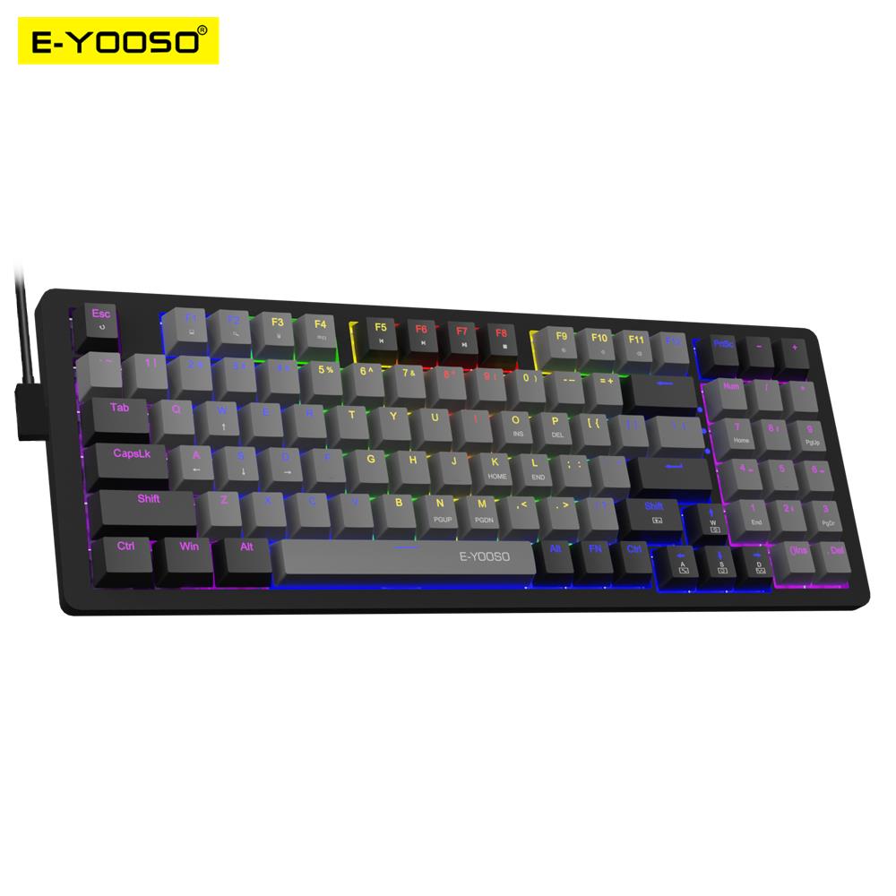 Gaming Keyboard E Yooso - E-YOOSO Z94 USB メカニカルゲーミングキーボード有線モノクロ LED バックライト付き青赤スイッチ