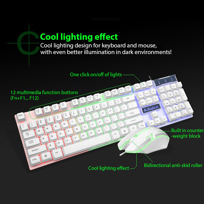 KM320 キーボードとマウスセット防水発光ゲームバックライ - Gaming Keyboard Mouse And Headset Combo のレビューと価格