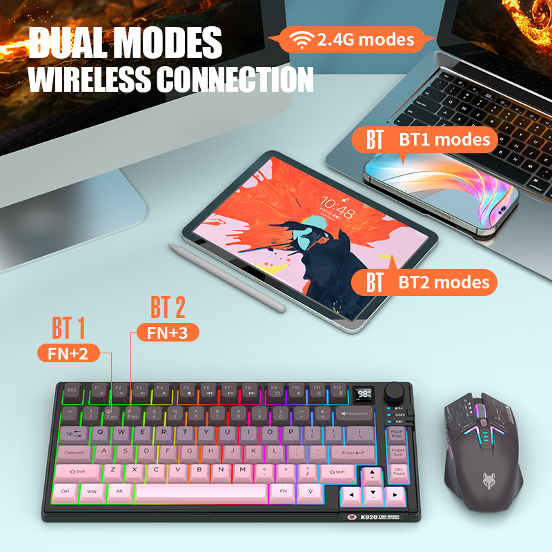 デュアルモード 2.4 グラム Bluetooth ワイヤレ - Gaming Keyboard And Mouse Wireless のレビューと価格