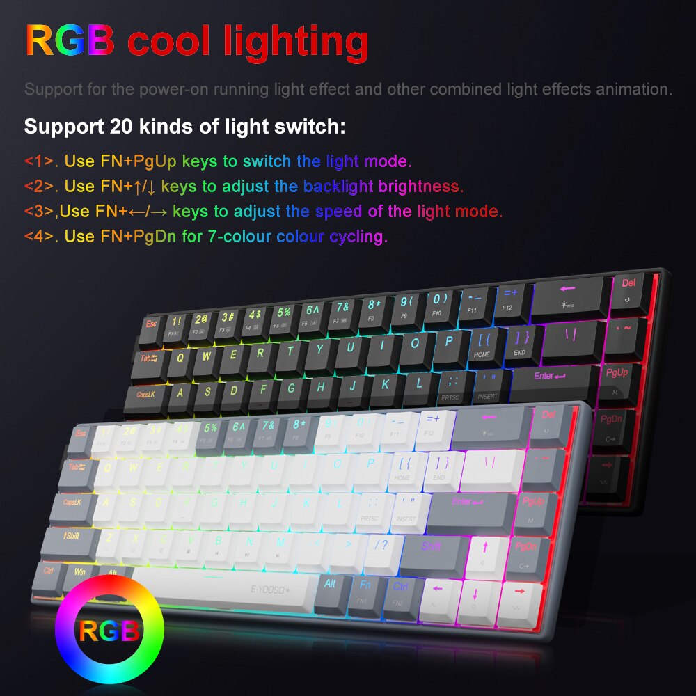 E-YOOSO a68 rgbミニスリムUSB有線機械式ゲー - Gaming Keyboard E Yooso のレビューと価格