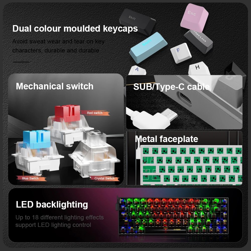 E-YOOSO z686 usbミニスリム機械式ゲーム有線キ - Gaming Keyboard E Yooso のレビューと価格