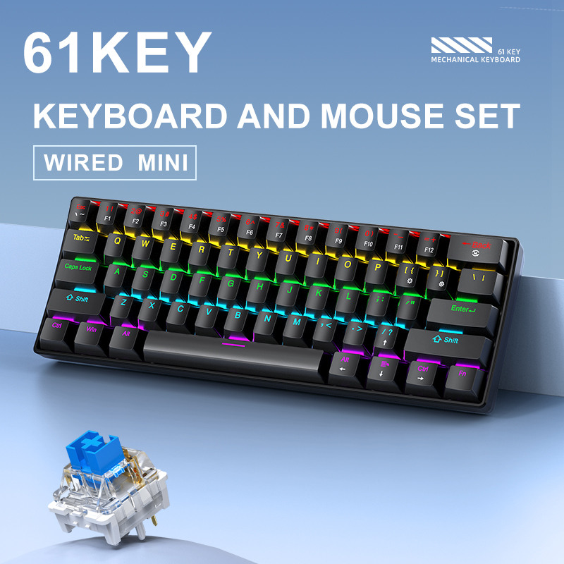 APAYADO K61 ミニメカニカルキーボード、有線、61 - Gaming Keyboard Mouse And Headset Combo のレビューと価格