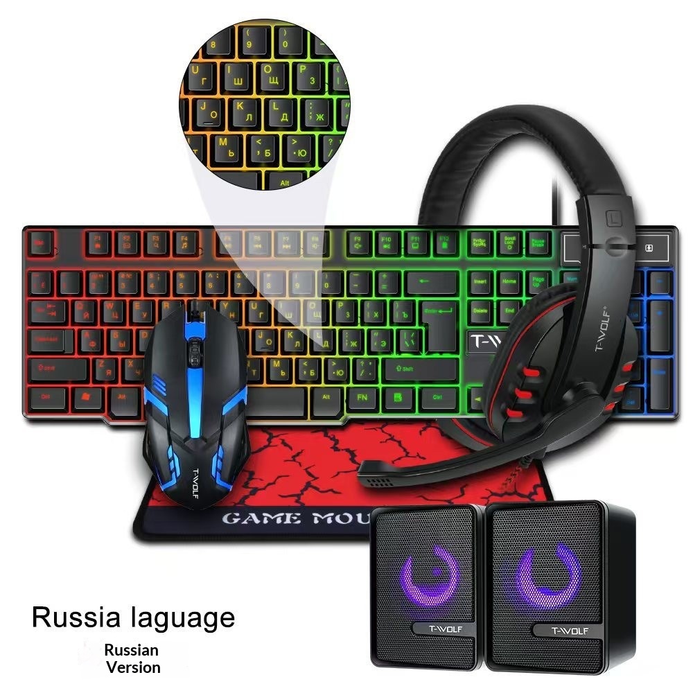 スペイン語・ロシア語キーボードレイアウト ゲーミングコンボ  - Gaming Keyboard Mouse And Headset Combo のレビューと価格