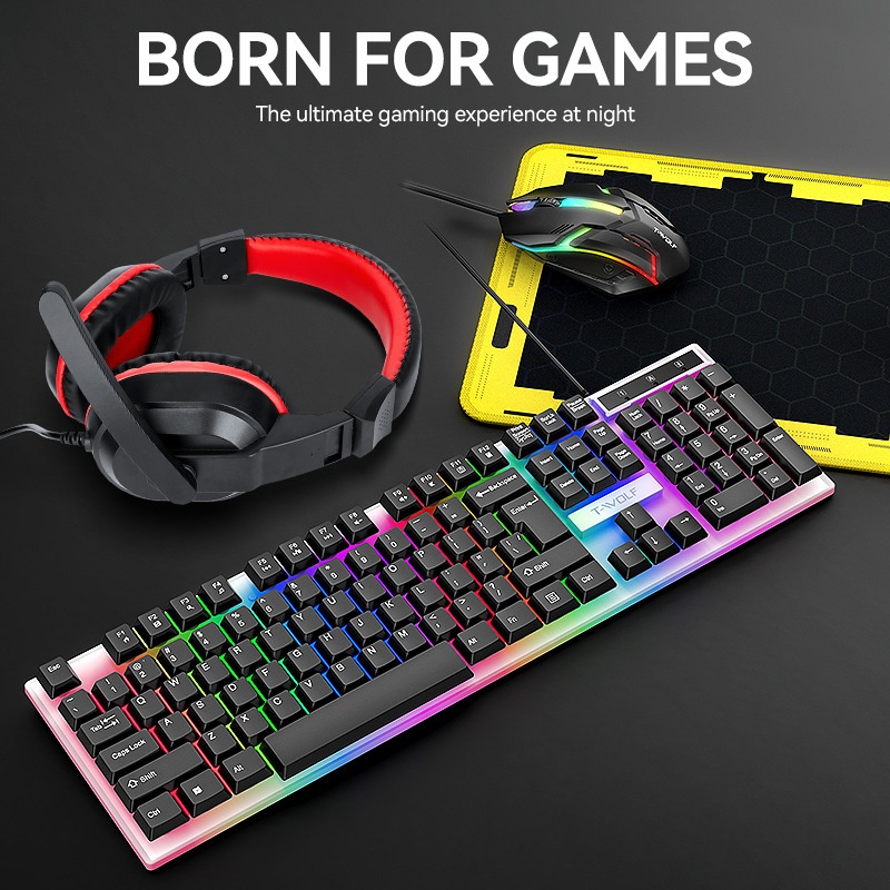 T-Wolf Tf240 4 in 1 スペイン語対応ゲーミ - Gaming Keyboard Mouse And Headset Combo のレビューと価格