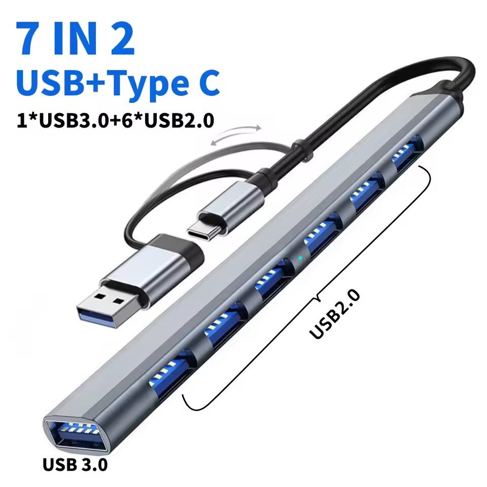 7ポートUSB 3.0 Type-Cハブ拡張スプリッター高速 - Gaming Keyboard Type C のレビューと価格