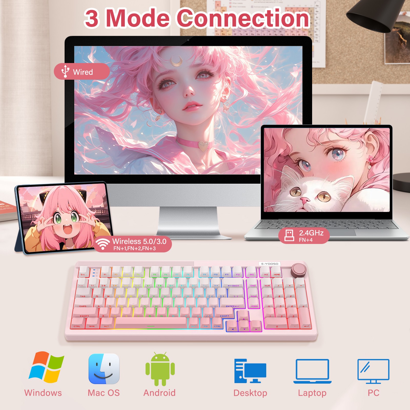 E-YOOSO 98 キーメカニカルキーボード 3 モード  - Gaming Keyboard E Yooso のレビューと価格