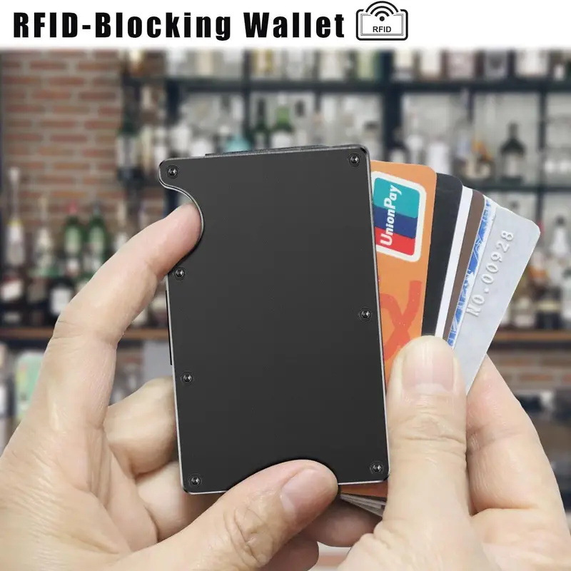 新しいスリムファッション RFID 保護カードホルダー男性女 - Aluminum Case 65 のレビューと価格